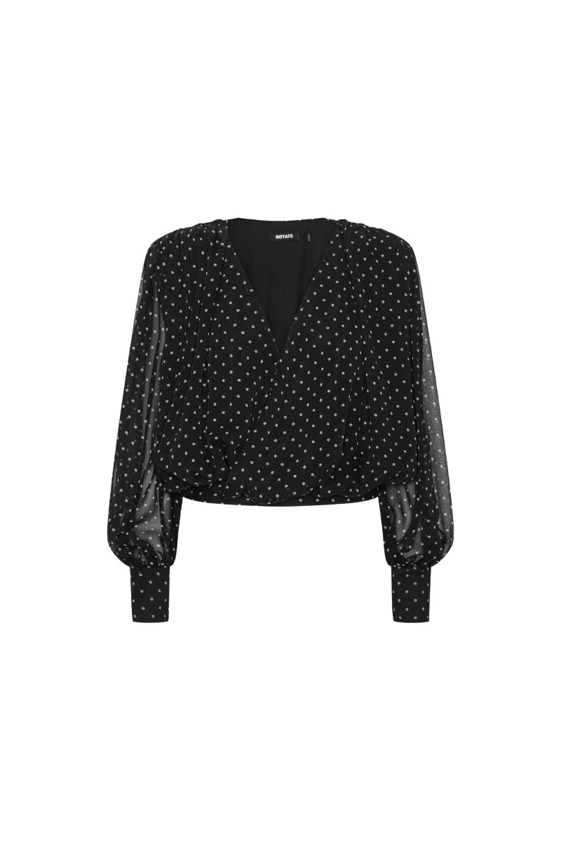 Rotate Birger Christensen Ls Ruched Blouse Black