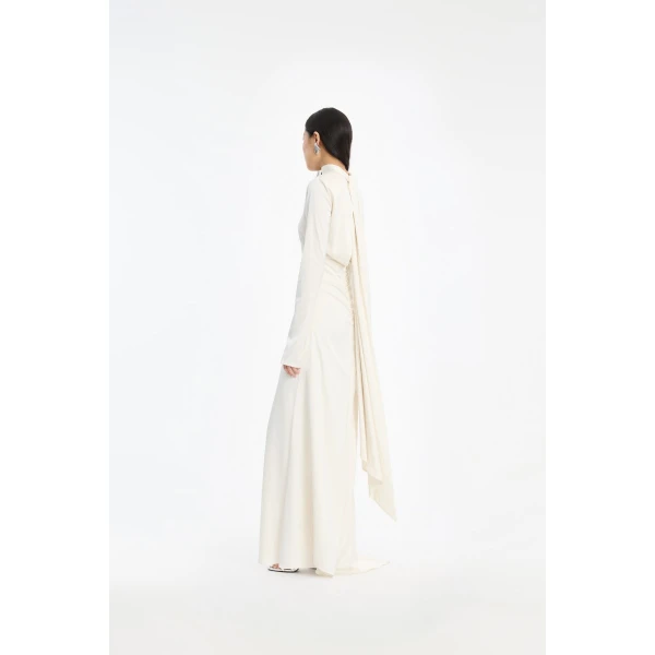 Rotate Birger Christensen Ls Scarf Dress White, view 3