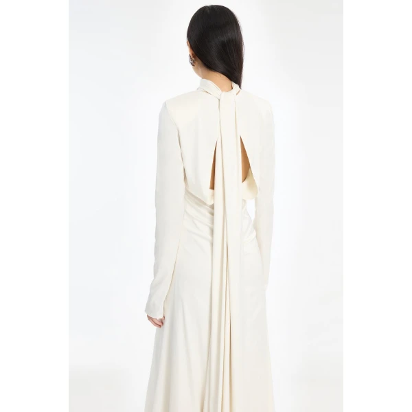 Rotate Birger Christensen Ls Scarf Dress White, view 5