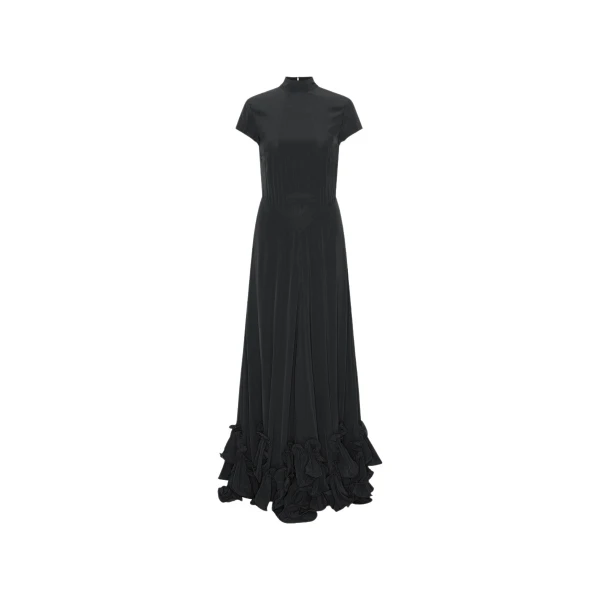 Rotate Birger Christensen Maxi Capsleeve Dress Black