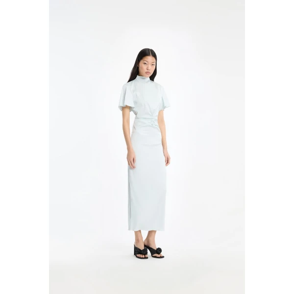 Rotate Birger Christensen Midi Dress Gathered Cf Mint Green, view 2