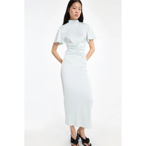 Rotate Birger Christensen Midi Dress Gathered Cf Mint Green, view 3