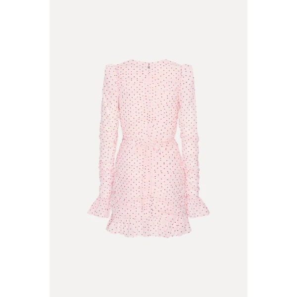 Rotate Birger Christensen Mini Ruched Dress Pink, view 5