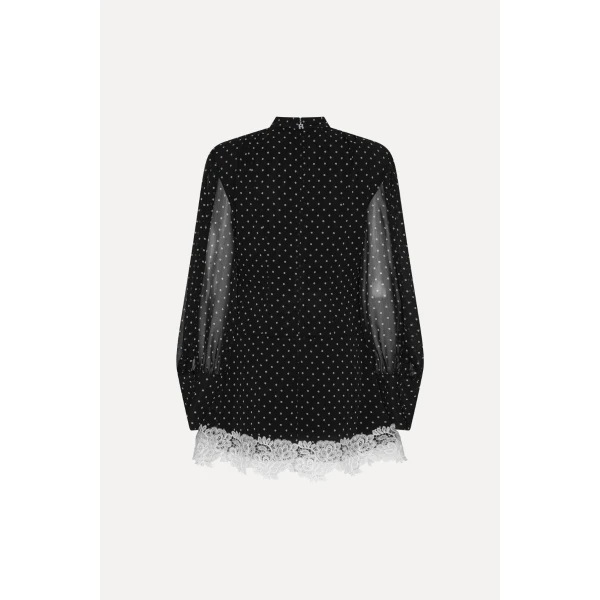 Rotate Birger Christensen Minidress Ls Lace Detail Black Dress, view 4