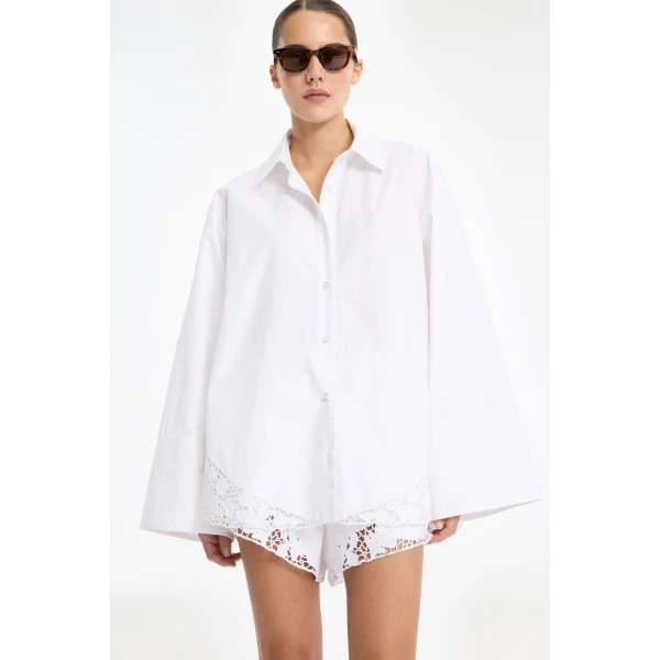 Rotate Birger Christensen Oversized Shirt White, view 3