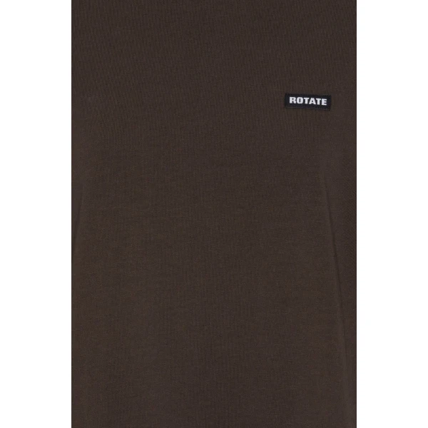 Rotate Birger Christensen Peplum T-shirt Dark Brown Top, view 6