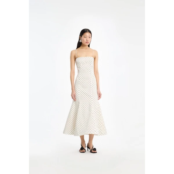 Rotate Birger Christensen Polka Dot Midi Dress Creme, view 2