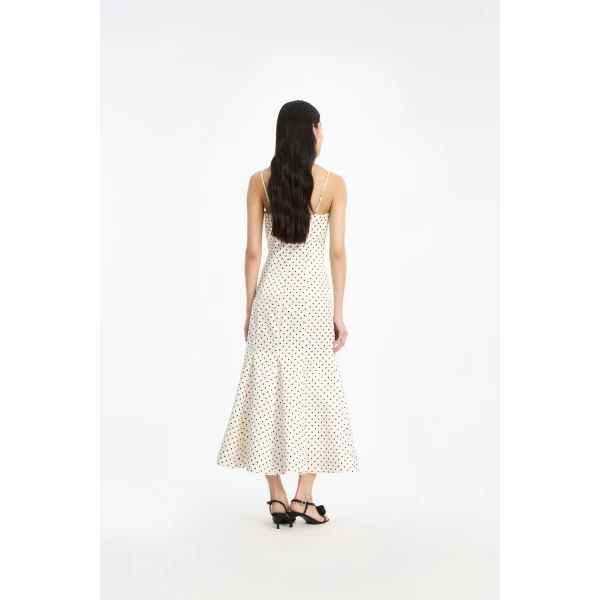 Rotate Birger Christensen Polka Dot Midi Dress Creme, view 4