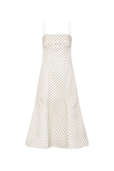 Polka Dot Midi Dress Creme