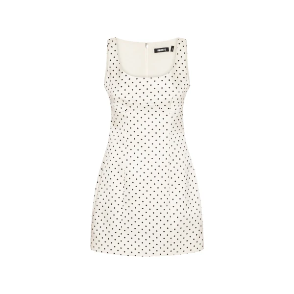 Polka Dot Mini Dress Creme