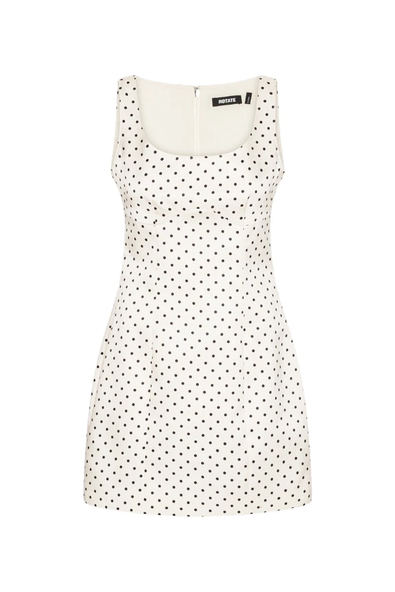 Rotate Birger Christensen Polka Dot Mini Dress Creme