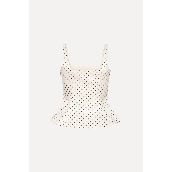 Rotate Birger Christensen Polka Dot Sleeveless Top Creme, view 5