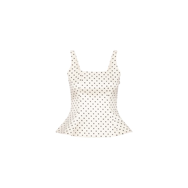 Polka Dot Sleeveless Top Creme