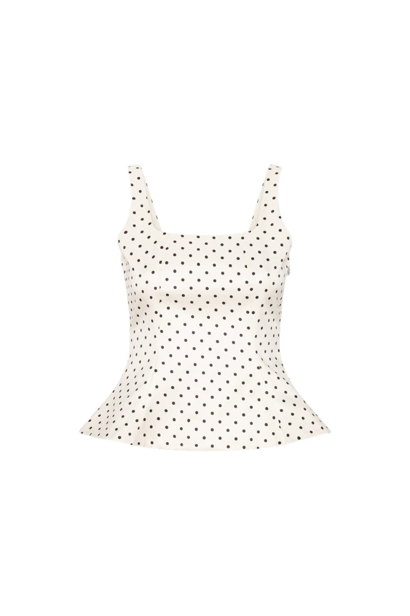 Rotate Birger Christensen Polka Dot Sleeveless Top Creme