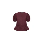 Rotate Birger Christensen Puff Sleeve Top Bordeaux