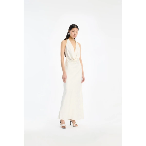 Rotate Birger Christensen Satin Halterneck White Top, view 2