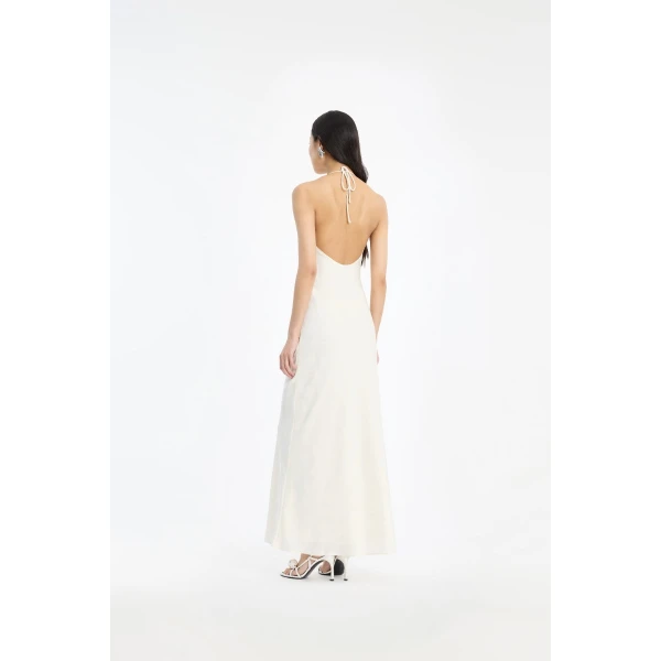Rotate Birger Christensen Satin Halterneck White Top, view 3