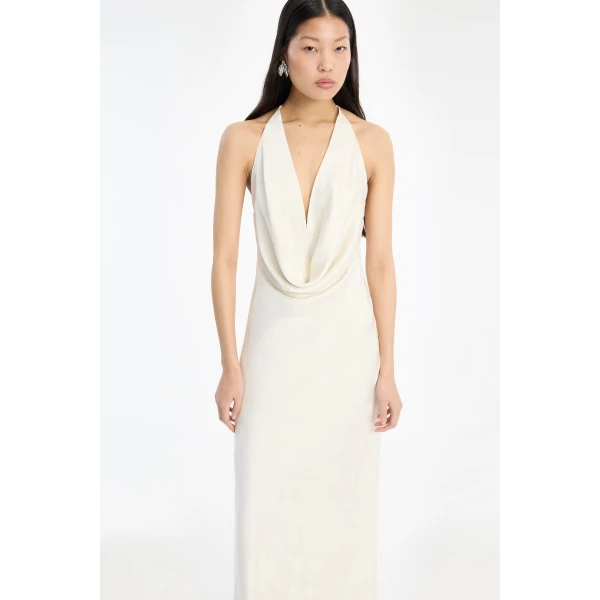 Rotate Birger Christensen Satin Halterneck White Top, view 4