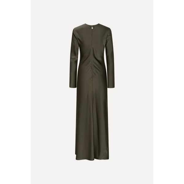 Rotate Birger Christensen Satin Maxi Dress Dark Green, view 2