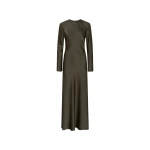 Rotate Birger Christensen Satin Maxi Dress Dark Green