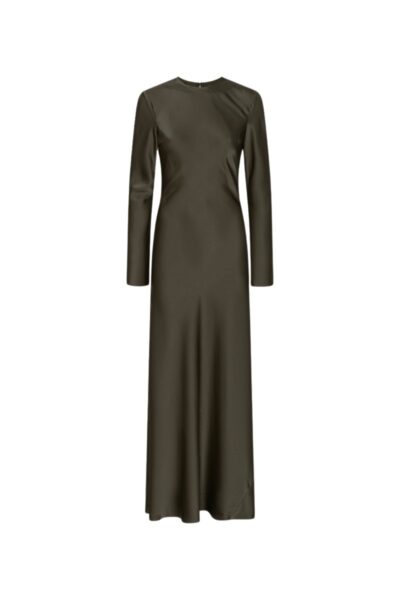 Satin Maxi Dress Dark Green