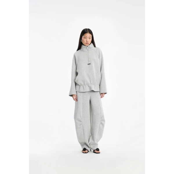Rotate Birger Christensen Scuba Half Zip Jacket Light Grey, view 2