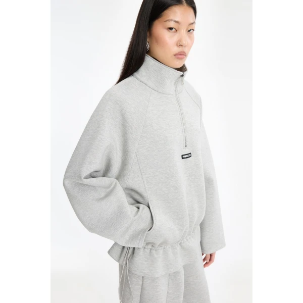 Rotate Birger Christensen Scuba Half Zip Jacket Light Grey, view 4