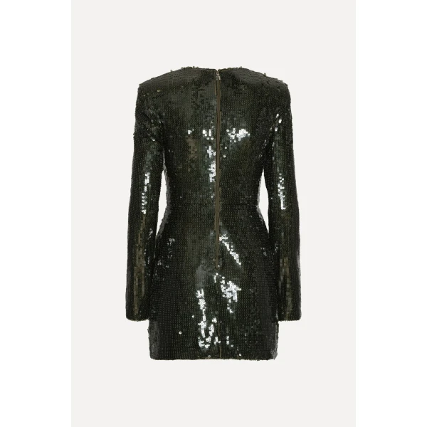 Rotate Birger Christensen Sequins Ls Mini Dress Dark Green, view 5