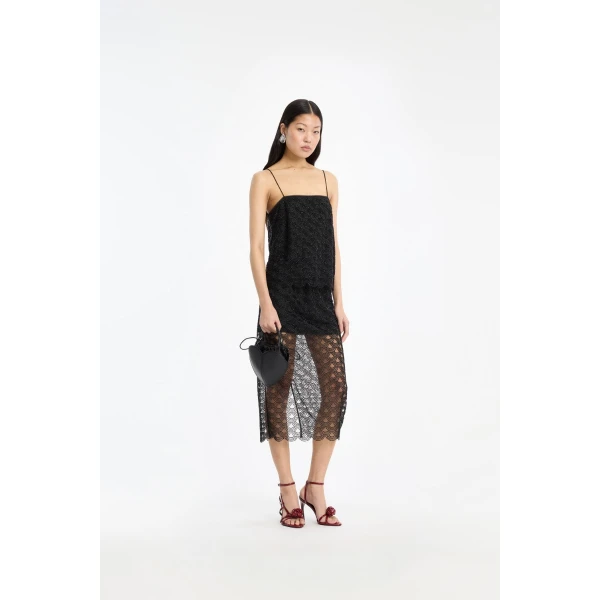 Rotate Birger Christensen Sequins Slip Top Black, view 2