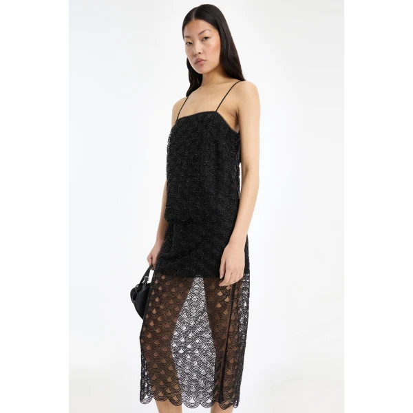 Rotate Birger Christensen Sequins Slip Top Black, view 3