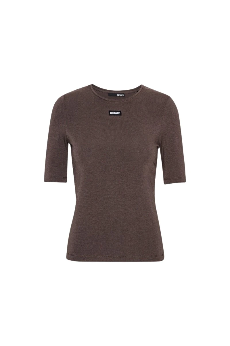 Rotate Birger Christensen Short Sleeve T-shirt Dark Brown