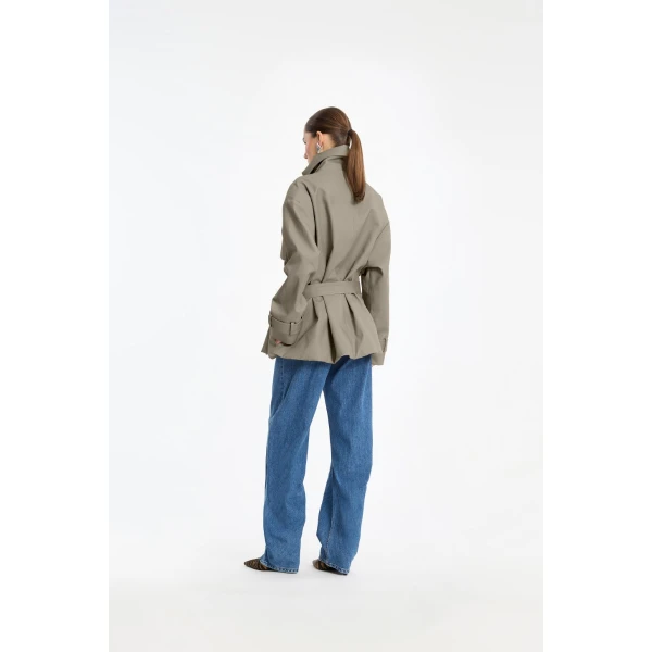 Rotate Birger Christensen Short Trench Coat Aluminum, view 4