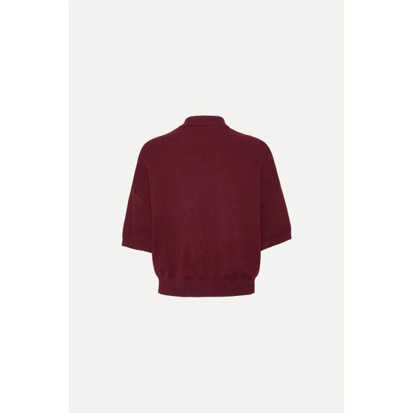 Rotate Birger Christensen Slinky Knit Polo Bordeaux, view 2