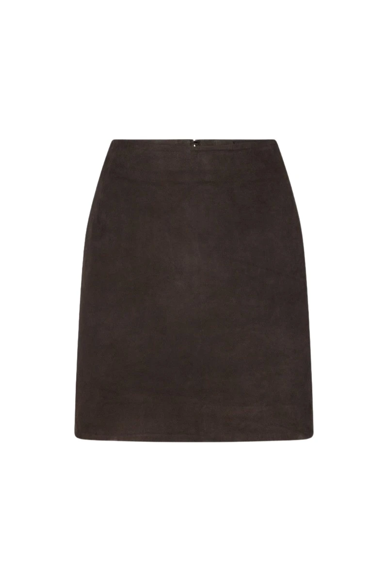 Rotate Birger Christensen Suede Mini Skirt Dark Brown