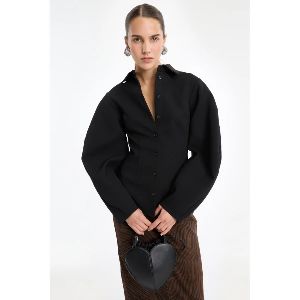 Rotate Birger Christensen Suiting Fitted Shirt Black, view 4