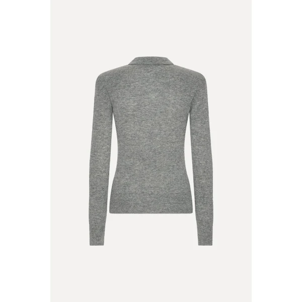 Rotate Birger Christensen Wool Longleeve Polo Grey Top, view 5