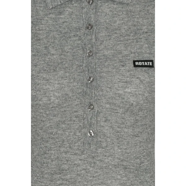 Rotate Birger Christensen Wool Longleeve Polo Grey Top, view 6