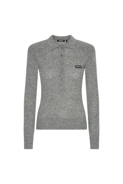 Wool Longleeve Polo Grey