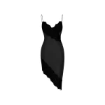 Rasario Asymmetric satin and lace mini dress in Black