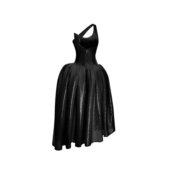 Rasario Asymmetric sequin corset maxi dress in Black, view 4
