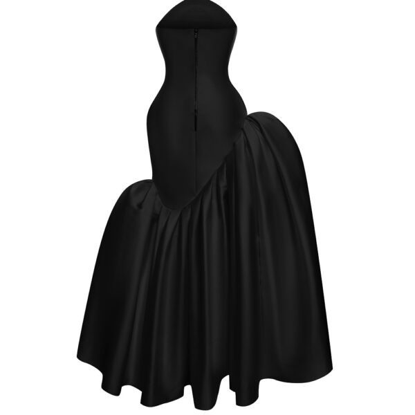 Rasario Asymmetric structured satin corset maxi dress in Black, view 4