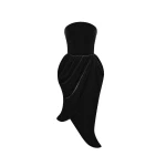 Rasario Asymmetrical velvet corset midi dress in Black