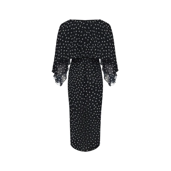Rasario Chiffon midi dress with a flower in Black, view 3