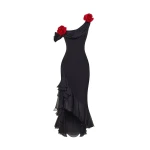 Rasario Chiffon midi dress with flowers in Black