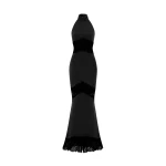 Rasario Crepe and lace maxi dress with cutouts in Black