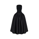 Rasario Crepe and satin maxi dress with a voluminous skirt in Black