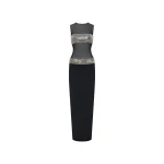 Rasario Crystal embellished crepe and mesh maxi dress in Black
