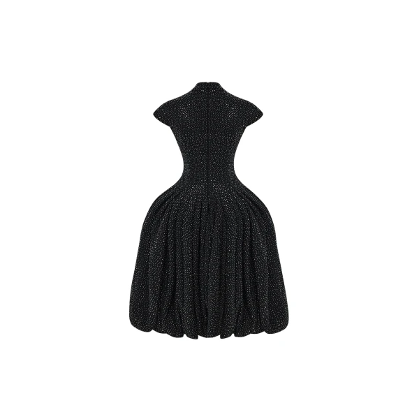 Rasario Crystal-embellished mesh midi dress with a voluminous skirt in Black, view 3