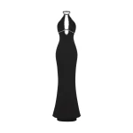 Rasario Crystal-embellished satin maxi dress with cutout in Black
