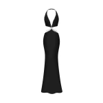 Rasario Crystal-embellished satin maxi dress with cutouts in Black